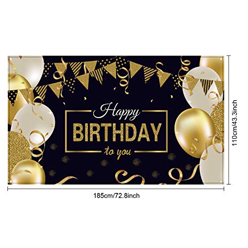 Happy Birthday Backdrop Banner Extra Large Black and Gold Sign Poster for Men Women Birthday Anniversary Party Photo Booth Backdrop Background Banner Decoration Supplies Happy Birthday Backdrop Banner Extra Large Black and Gold Sign Poster for Men Women Birthday Anniversary Party Photo Booth Backdrop Background Banner Decoration Supplies